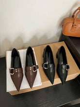 LBSFY  - Black Brown Women Pumps Loafers Pointed Toe Rivet Design Shallow Slip On 2023 Party Pumps Flat Mid Heeled Dress Shoes Woman